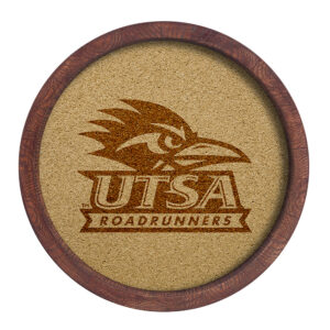UTSA Roadrunners 20.25'' Round Faux Barrel Framed Cork Board