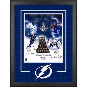 Victor Hedman & Andrei Vasilevskiy Tampa Bay Lightning Autographed Deluxe Framed 16" x 20" Conn Smythe Stylized Photograph with Multiple Inscriptions