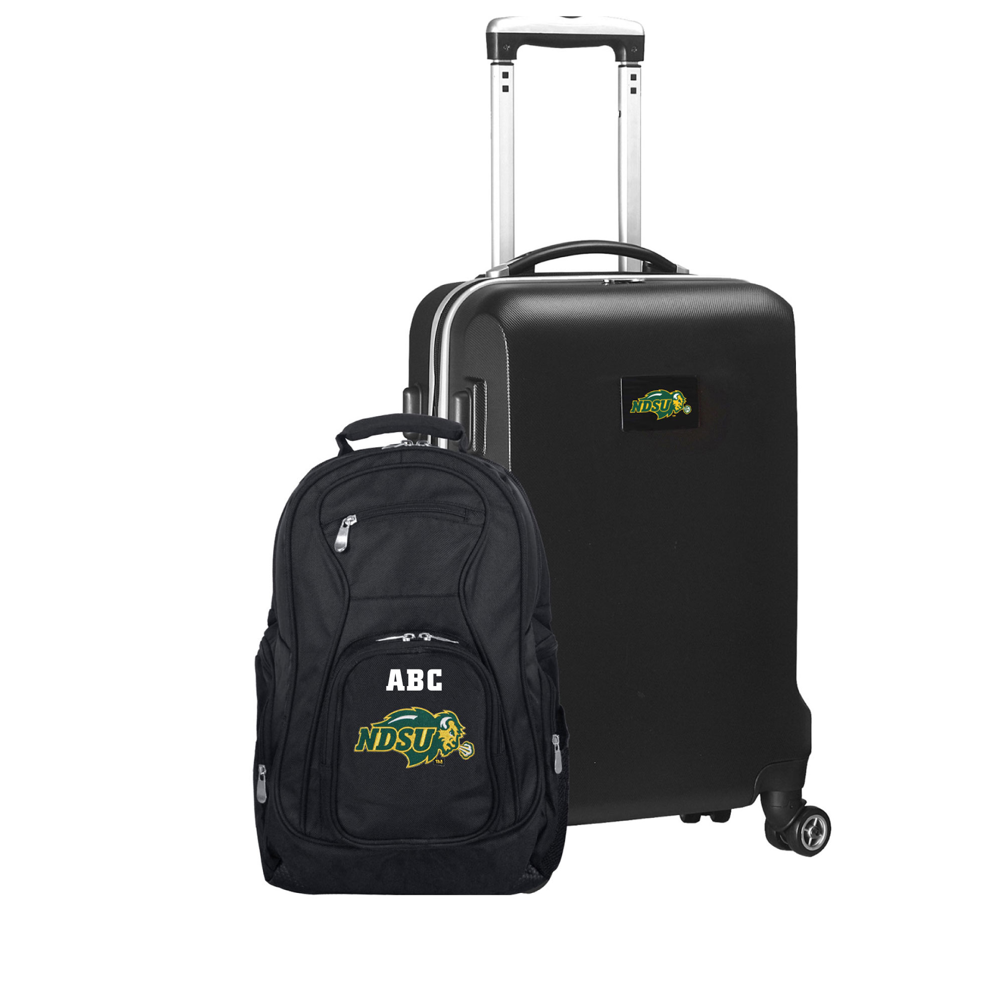 MOJO Black NDSU Bison Personalized Deluxe 2-Piece Backpack & Carry-On Set - Image 3