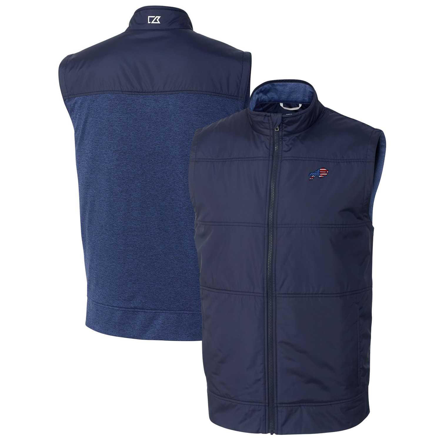 Men's Cutter & Buck Navy Buffalo Bills Big & Tall Stealth Hybrid Windbreaker Full-Zip Vest