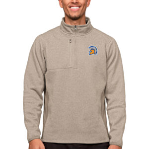 Men's Antigua Oatmeal San Jose State Spartans Course Quarter-Zip Pullover Top