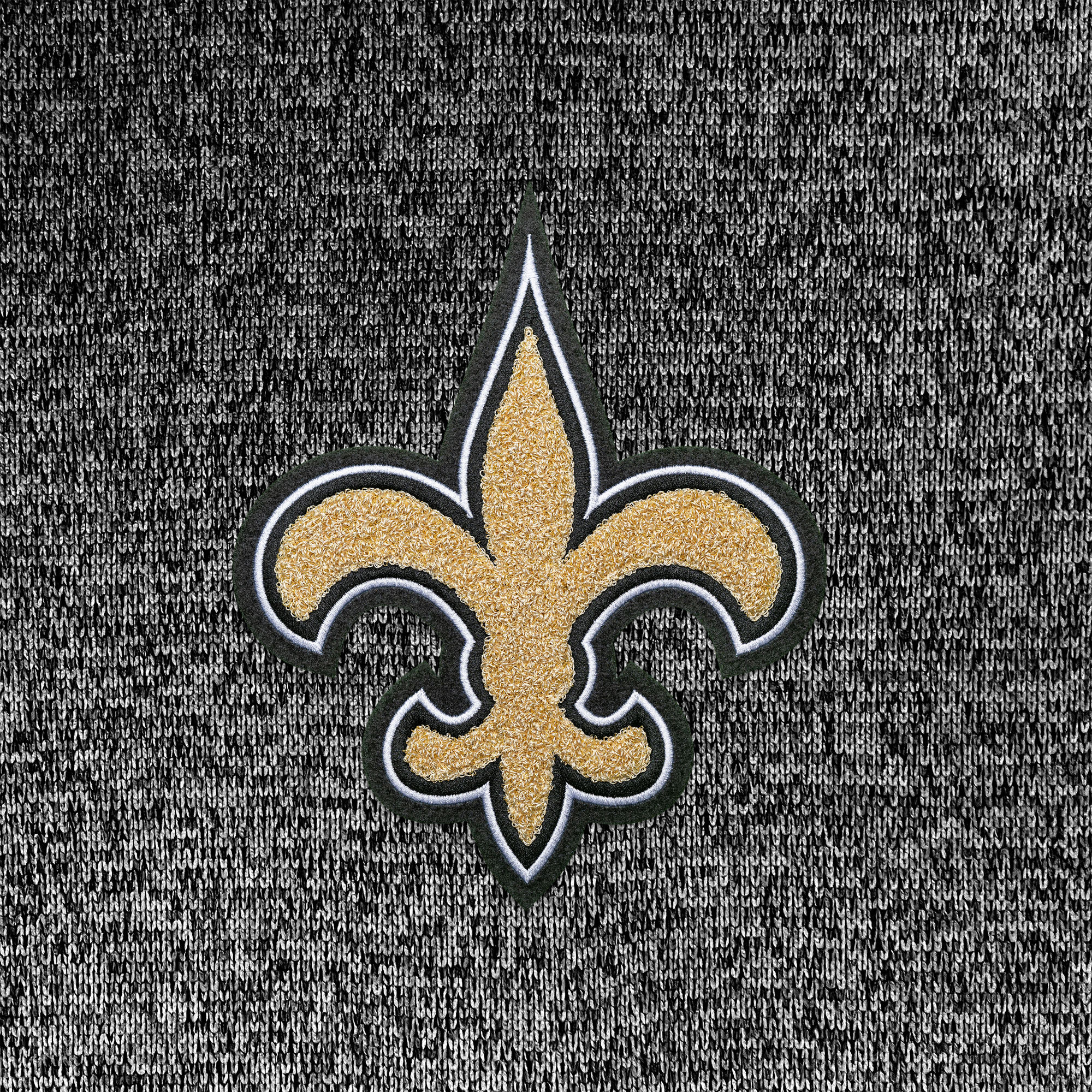 Men's Antigua Heathered Black New Orleans Saints Absolute Chenille Pullover Hoodie - Image 3