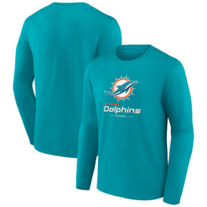 Men's Aqua Miami Dolphins Logo Team Lockup Long Sleeve T-Shirt