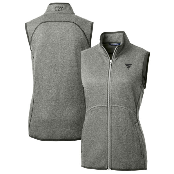 Women's Cutter & Buck Silver Fanatics Corporate Mainsail Basic Sweater Knit Fleece Full-Zip Vest - Image 5