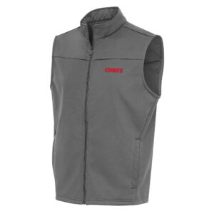 Men's Antigua Steel Kansas City Chiefs Team Logo Throwback Links Golf Full-Zip Vest