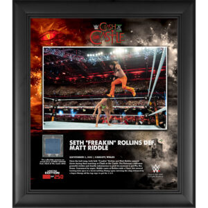 Seth "Freakin" Rollins WWE Framed 15" x 17" 2022 Clash at the Castle Collage with a Piece of Match-Used Canvas - Limited Edition of 250