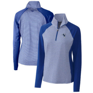 Women's Cutter & Buck Royal Indianapolis Colts Throwback Logo Forge Tonal Stripe Stretch Half-Zip Pullover Top