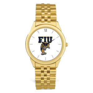 Men's Gold FIU Panthers Team Logo Rolled Link Bracelet Wristwatch