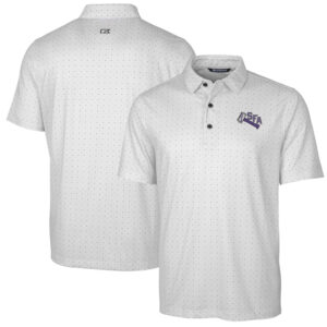 Men's Cutter & Buck Charcoal Stephen F Austin Lumberjacks Team Logo Big & Tall Pike Double Dot Print Stretch Polo