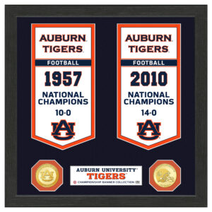 Highland Mint Auburn Tigers 12" x 15" Two-Time Football National Champions Banner Collection Photo Mint