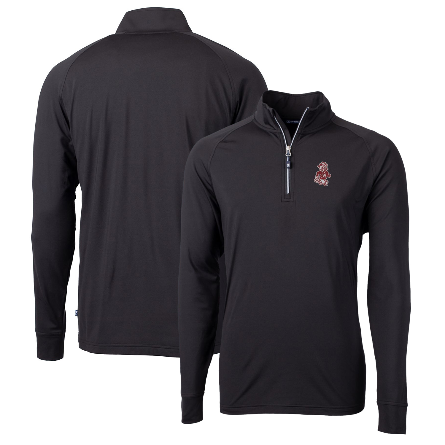 Men's Cutter & Buck Black Washington State Cougars Adapt Eco Knit Stretch Recycled Quarter-Zip Pullover Top