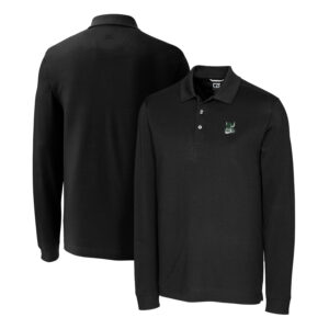 Men's Cutter & Buck Black Portland State Vikings Advantage Tri-Blend Pique Long Sleeve Polo