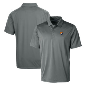 Cutter & Buck Steel Illinois Fighting Illini Primary Team Logo Prospect Textured Stretch Polo