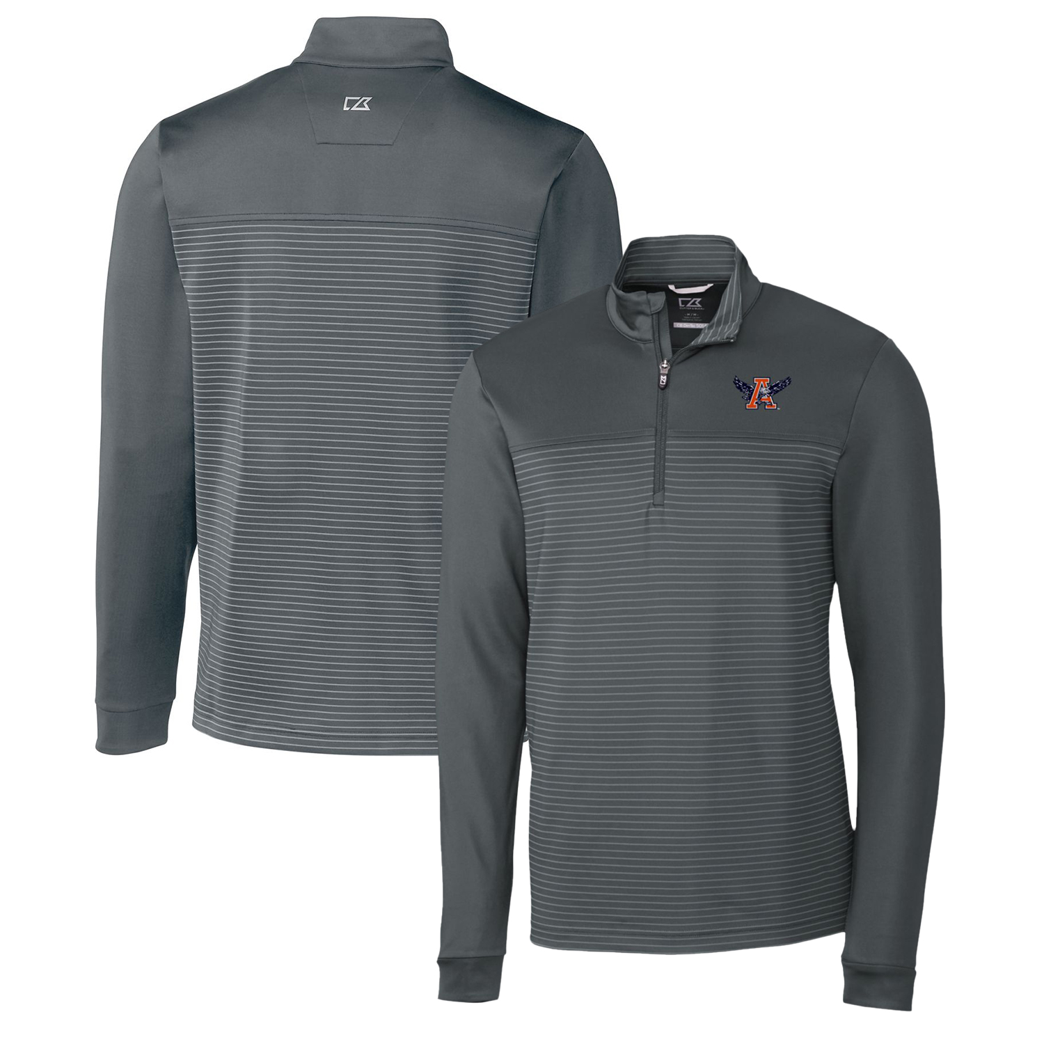 Men's Cutter & Buck Steel Auburn Tigers Traverse Stripe Quarter-Zip Pullover Top - Image 2