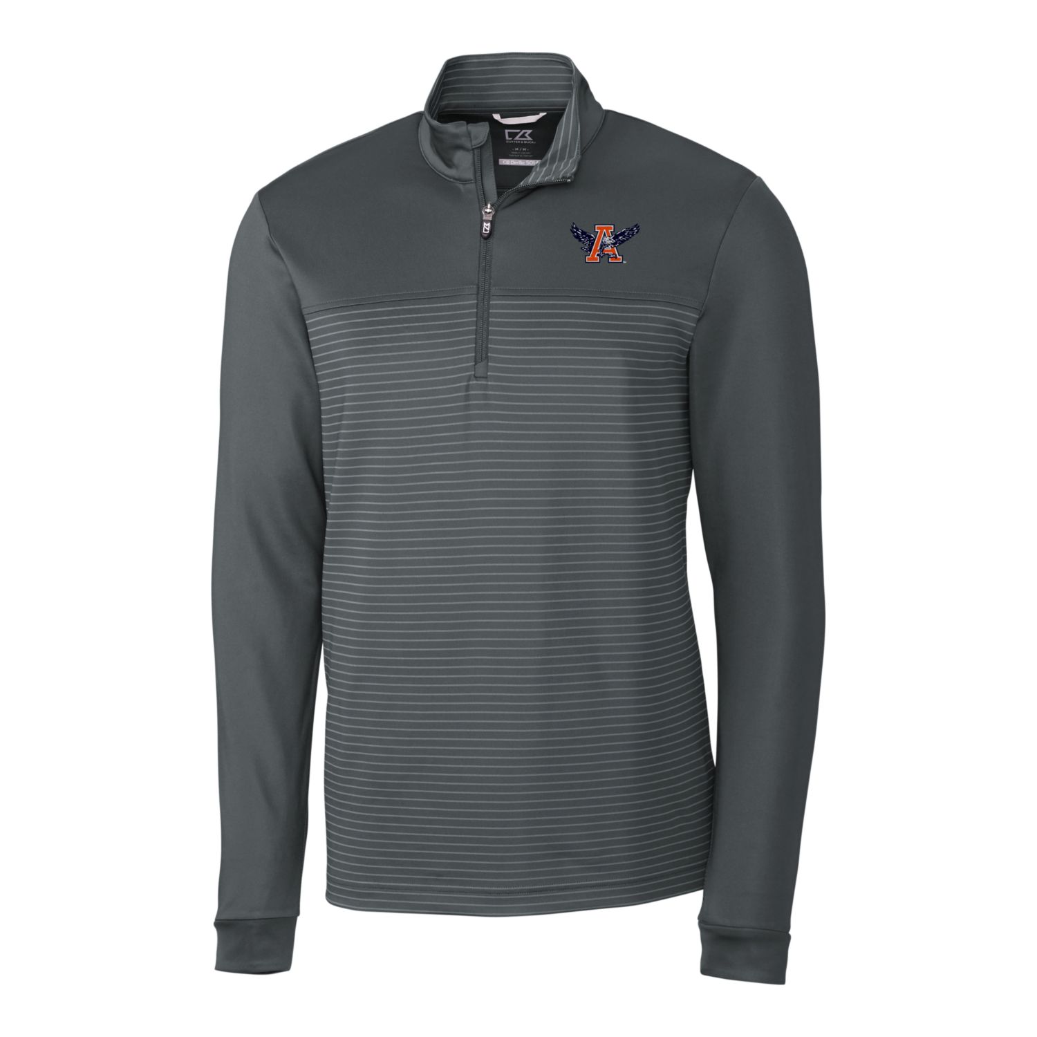 Men's Cutter & Buck Steel Auburn Tigers Traverse Stripe Quarter-Zip Pullover Top - Image 3