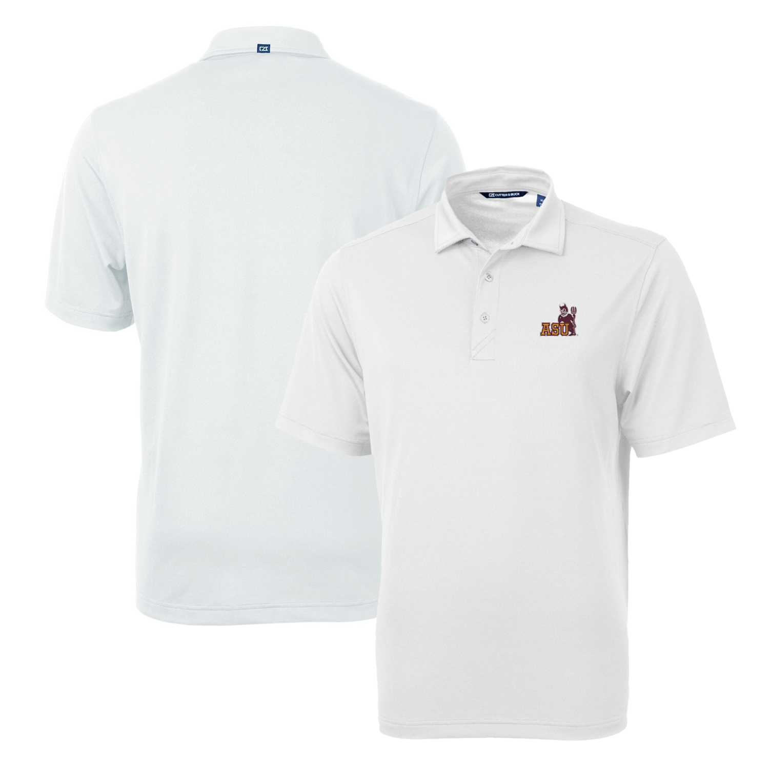 Men's Cutter & Buck White Arizona State Sun Devils Team Logo Virtue Eco Pique Recycled Polo - Image 2