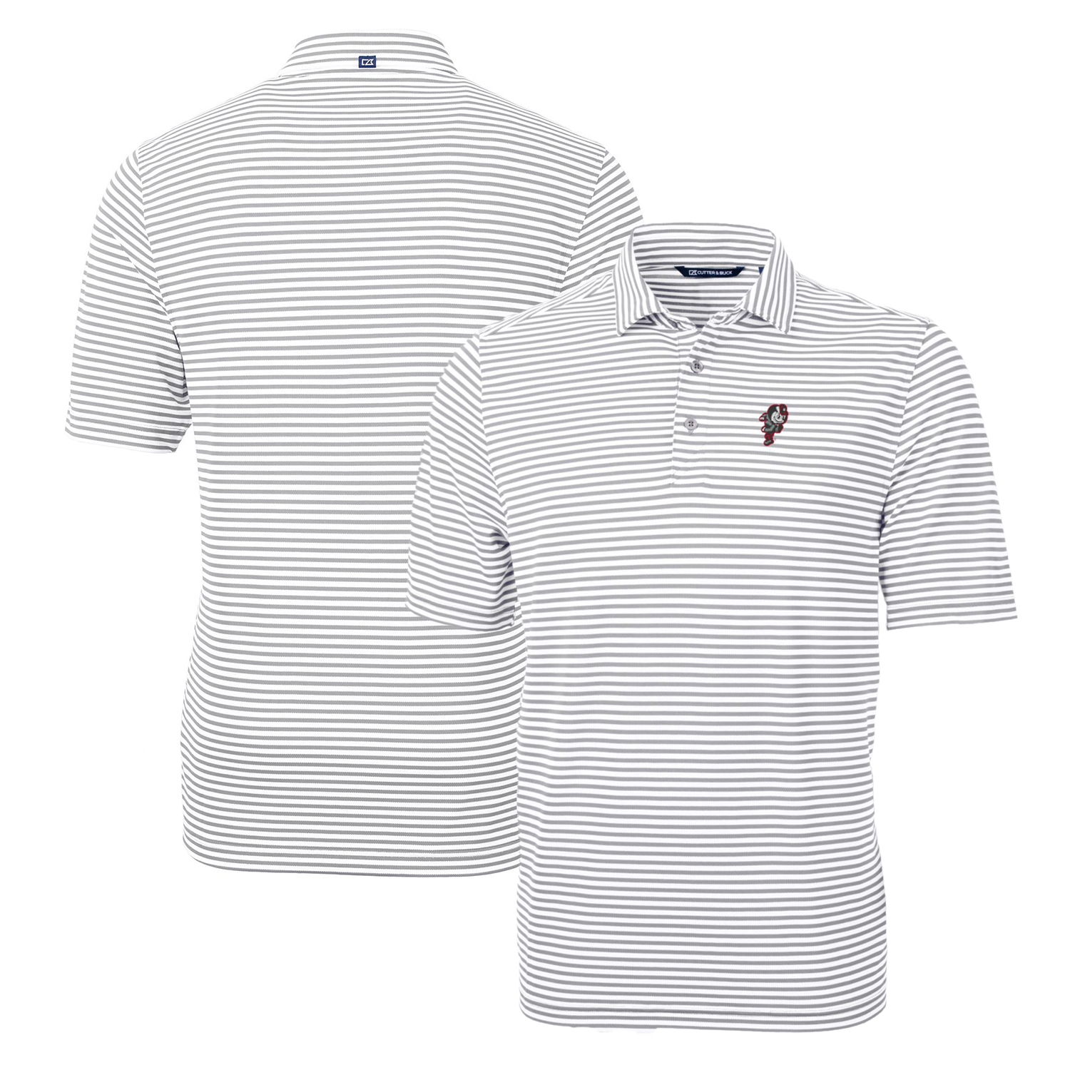 Men's Cutter & Buck Gray Ohio State Buckeyes Throwback Logo Virtue Eco Pique Stripe Recycled Polo