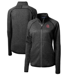 Women's Cutter & Buck Heather Charcoal Gonzaga Bulldogs Mainsail Sweater-Knit Full-Zip Jacket