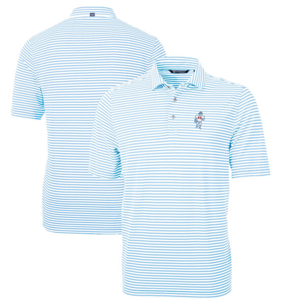 Men's Cutter & Buck Light Blue Houston Oilers Throwback Logo Virtue Eco Pique Stripe Recycled Big & Tall Polo - Image 8