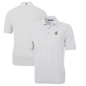 Men's Cutter & Buck Gray New Orleans Saints Throwback Logo Virtue Eco Pique Stripe Recycled Big & Tall Polo