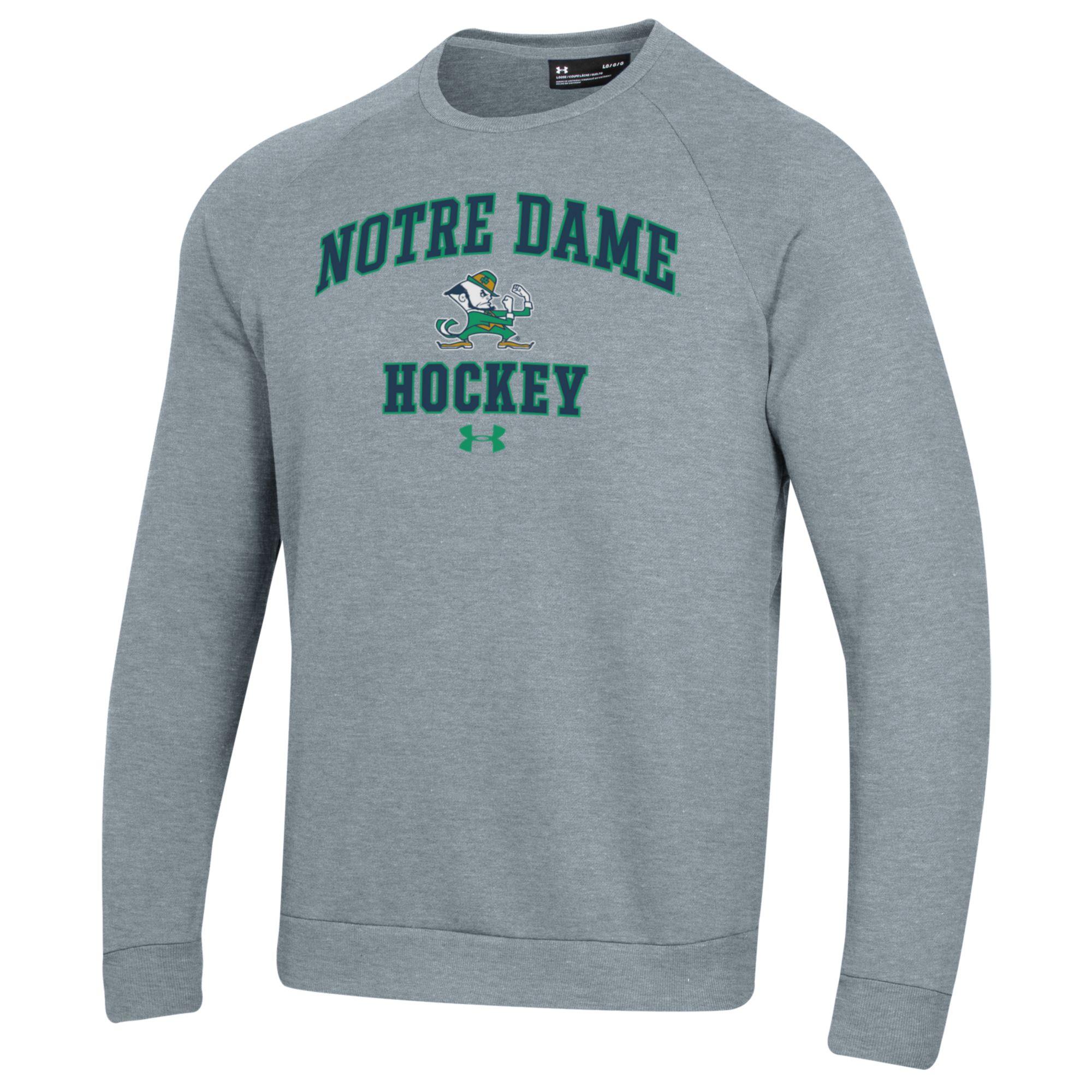 Men's Under Armour Gray Notre Dame Fighting Irish Hockey All Day Arch Fleece Pullover Sweatshirt - Image 6