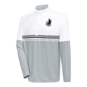 Men's Antigua White/Black Minnesota United FC Bender Quarter-Zip Pullover Top