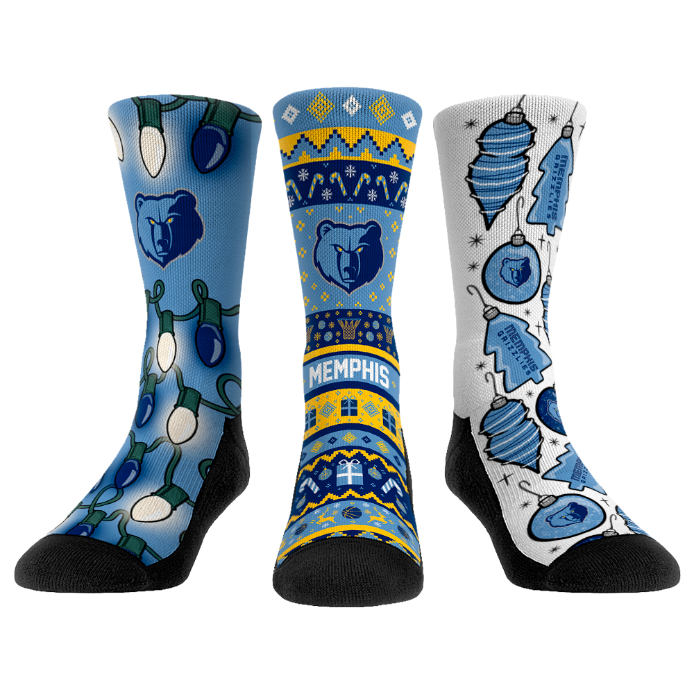 Rock Em Socks Memphis Grizzlies Youth Holiday 3-Pack Crew Socks