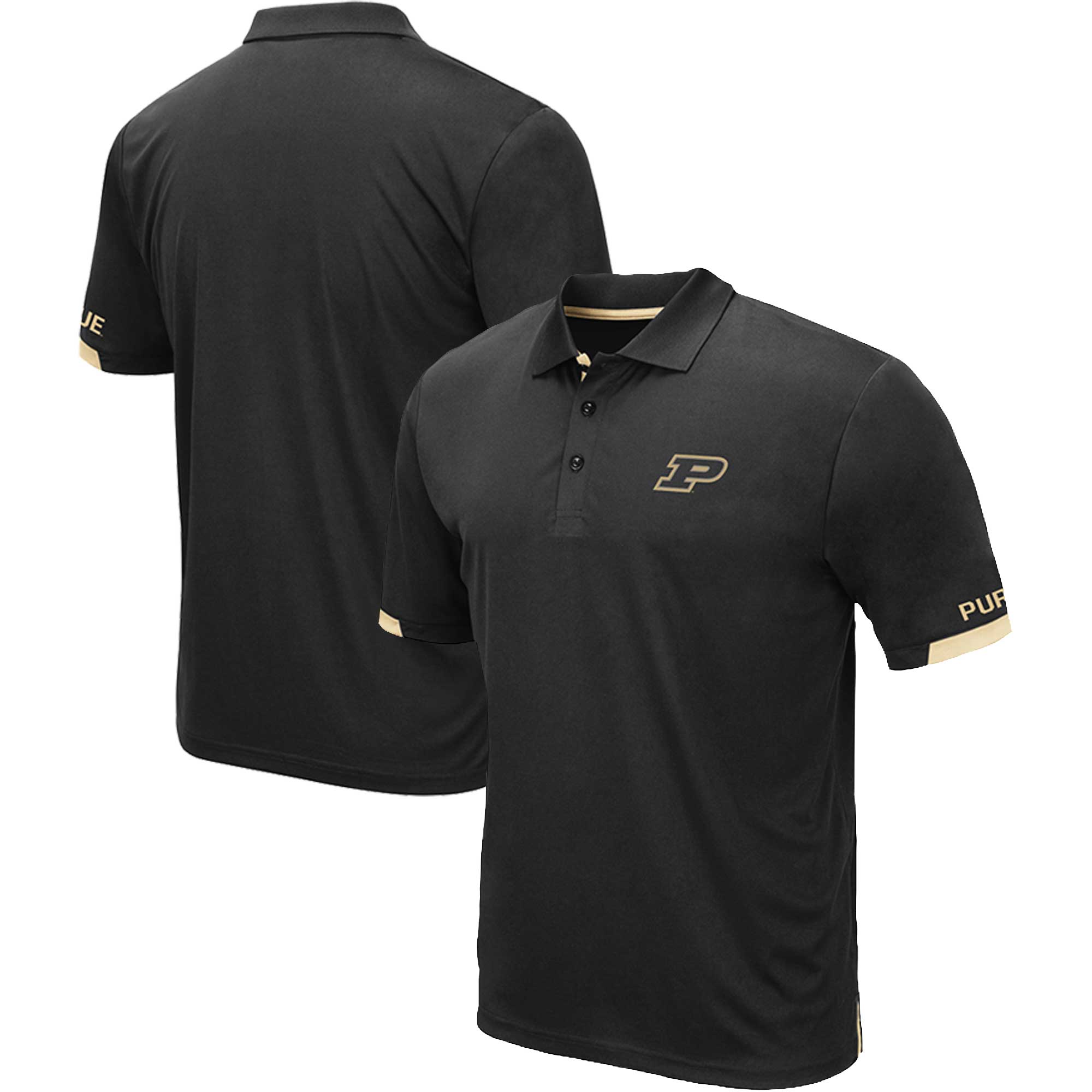 Men's Colosseum Black Purdue Boilermakers Big & Tall Santry Polo - Image 2