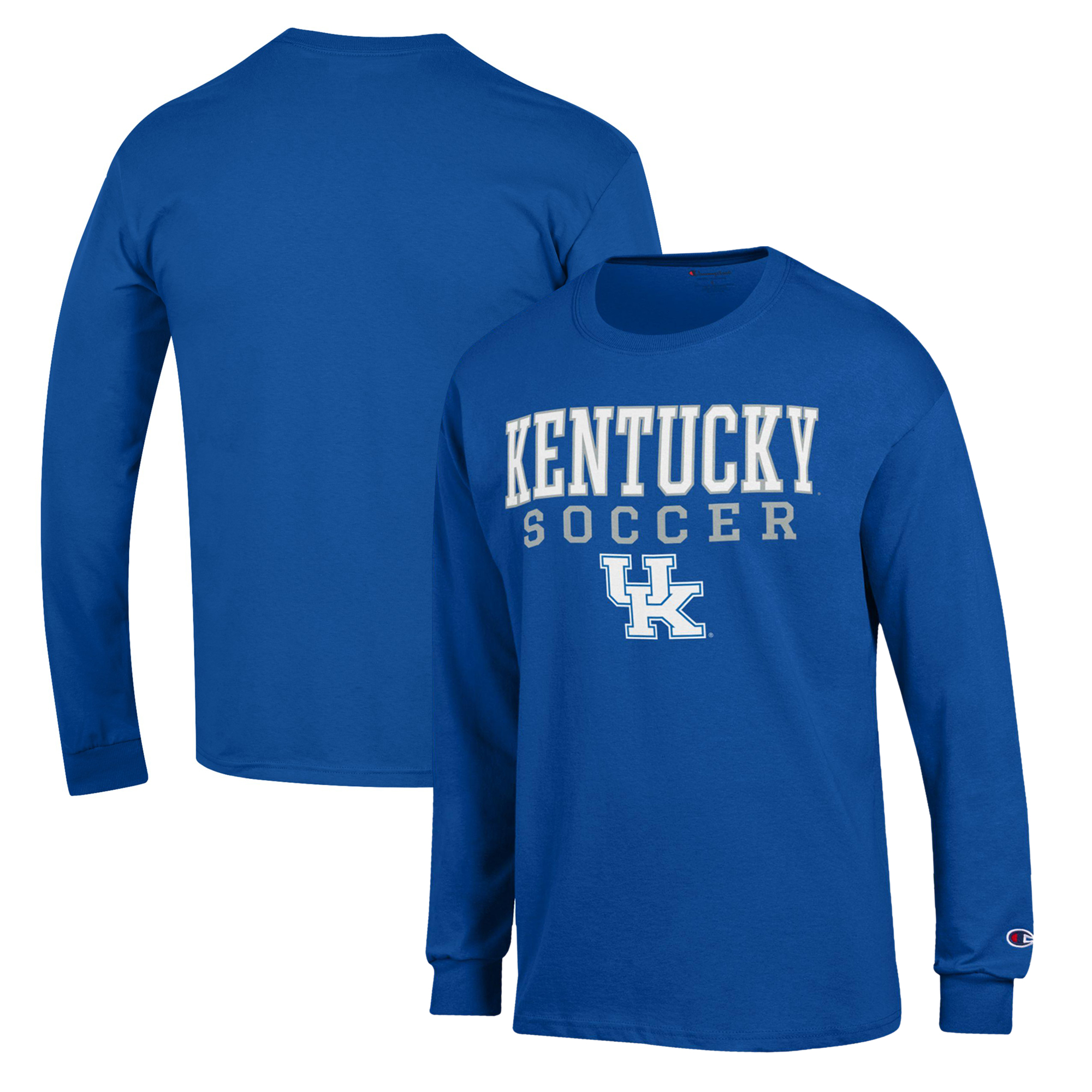 Men's Champion Royal Kentucky Wildcats Soccer Stack Logo Long Sleeve T-Shirt - Image 2
