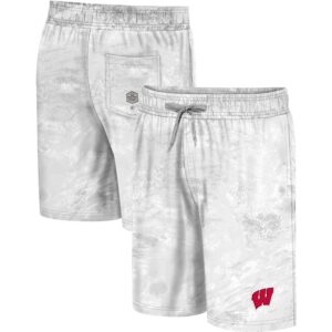 Men's Colosseum White Wisconsin Badgers Realtree Aspect Ohana Swim Shorts