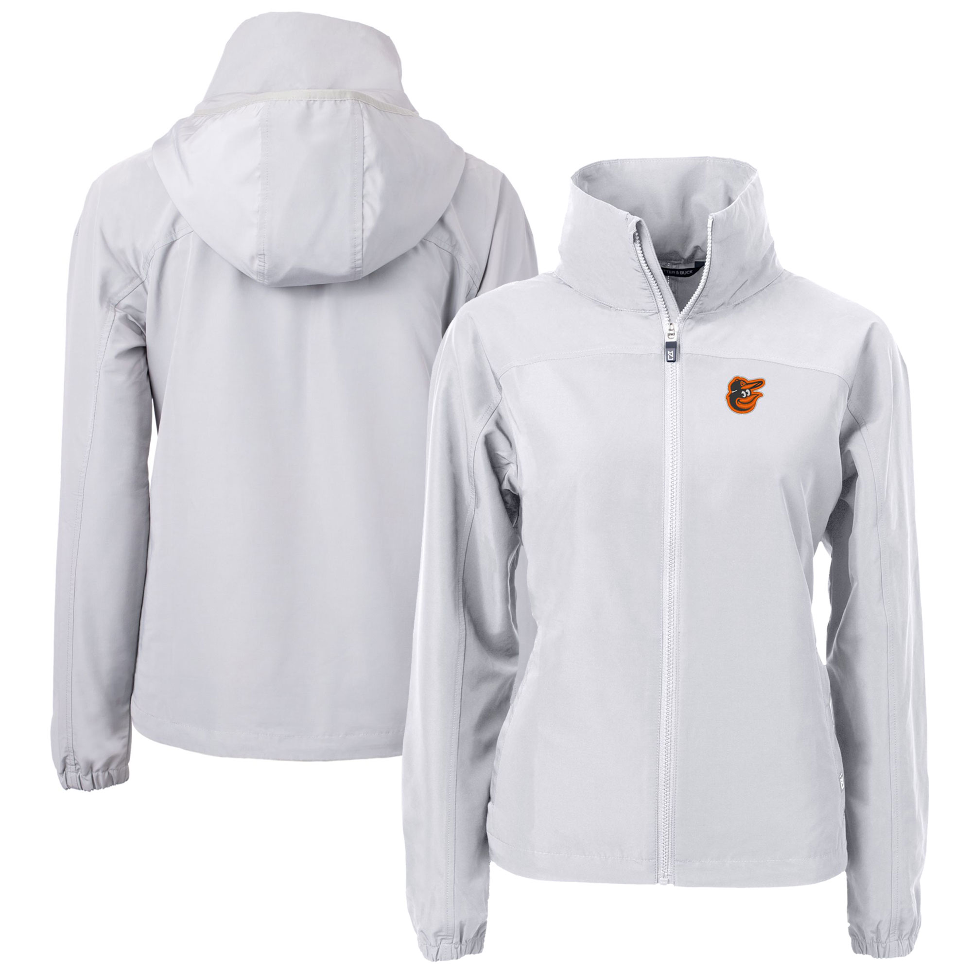 Women's Cutter & Buck Gray Baltimore Orioles Charter Eco Recycled Full-Zip Jacket