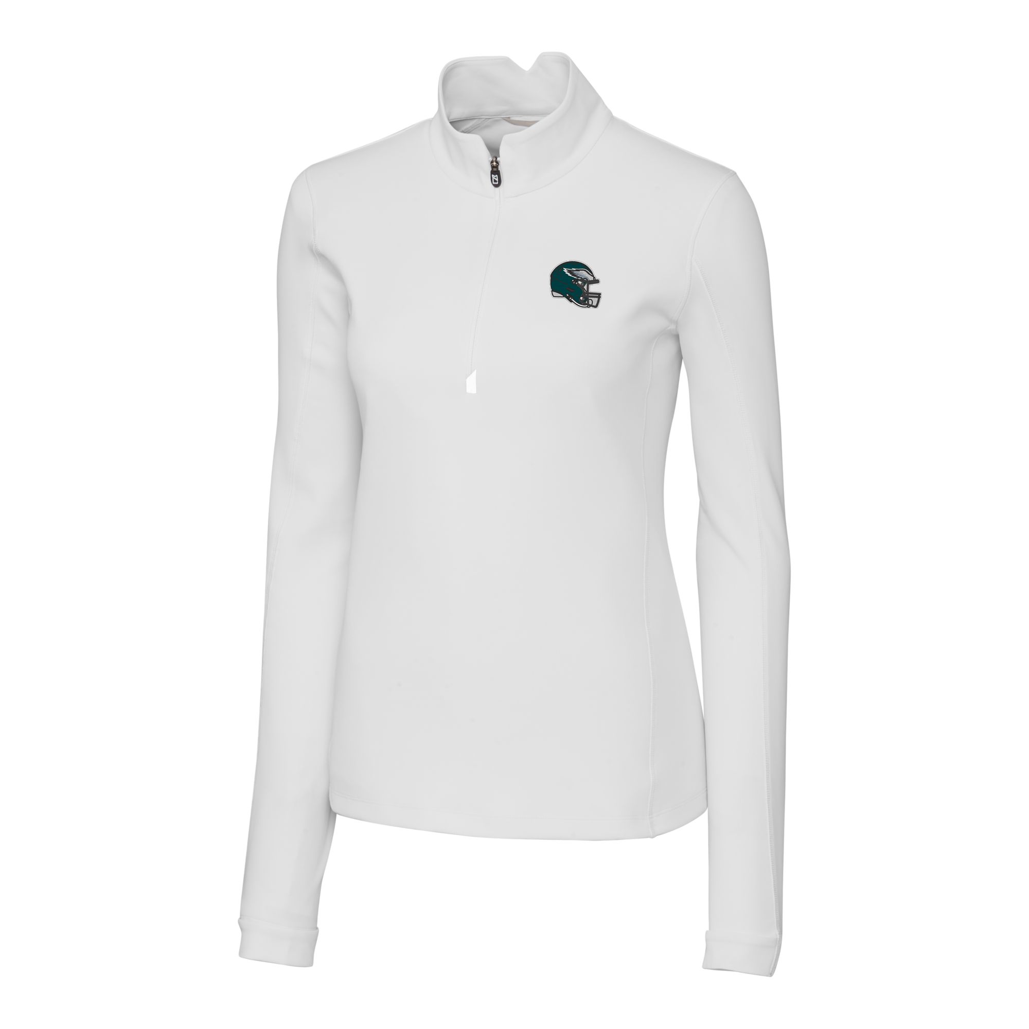 Women's Cutter & Buck White Philadelphia Eagles Helmet Logo DryTec Traverse Stretch Quarter-Zip Pullover Top - Image 6