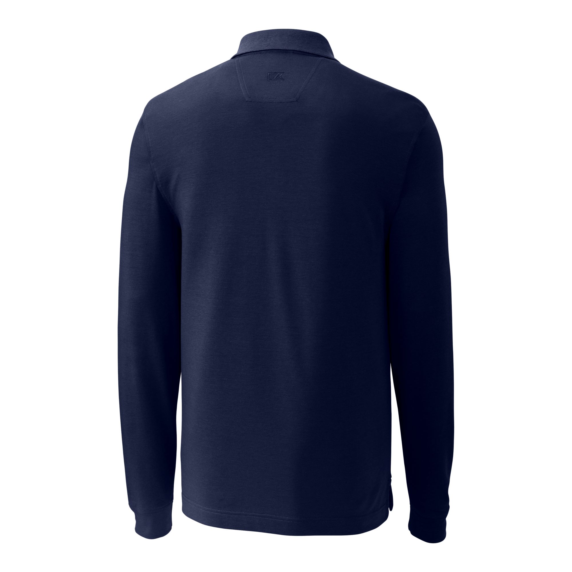 Men's Cutter & Buck Navy Denver Broncos Helmet Advantage Tri-Blend Pique Long Sleeve Polo - Image 10