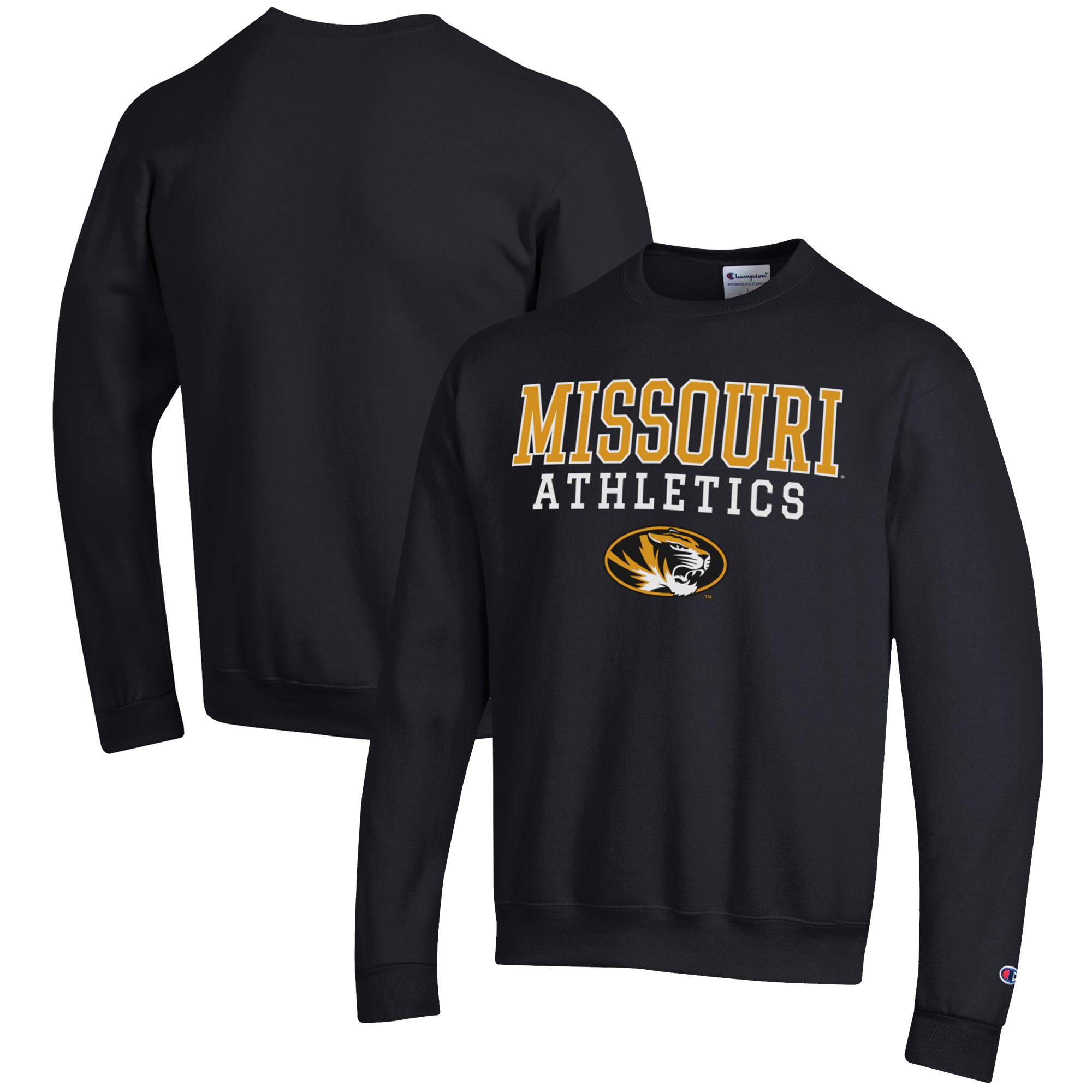 Men's Champion Black Missouri Tigers Athletics Logo Stack Pullover Sweatshirt