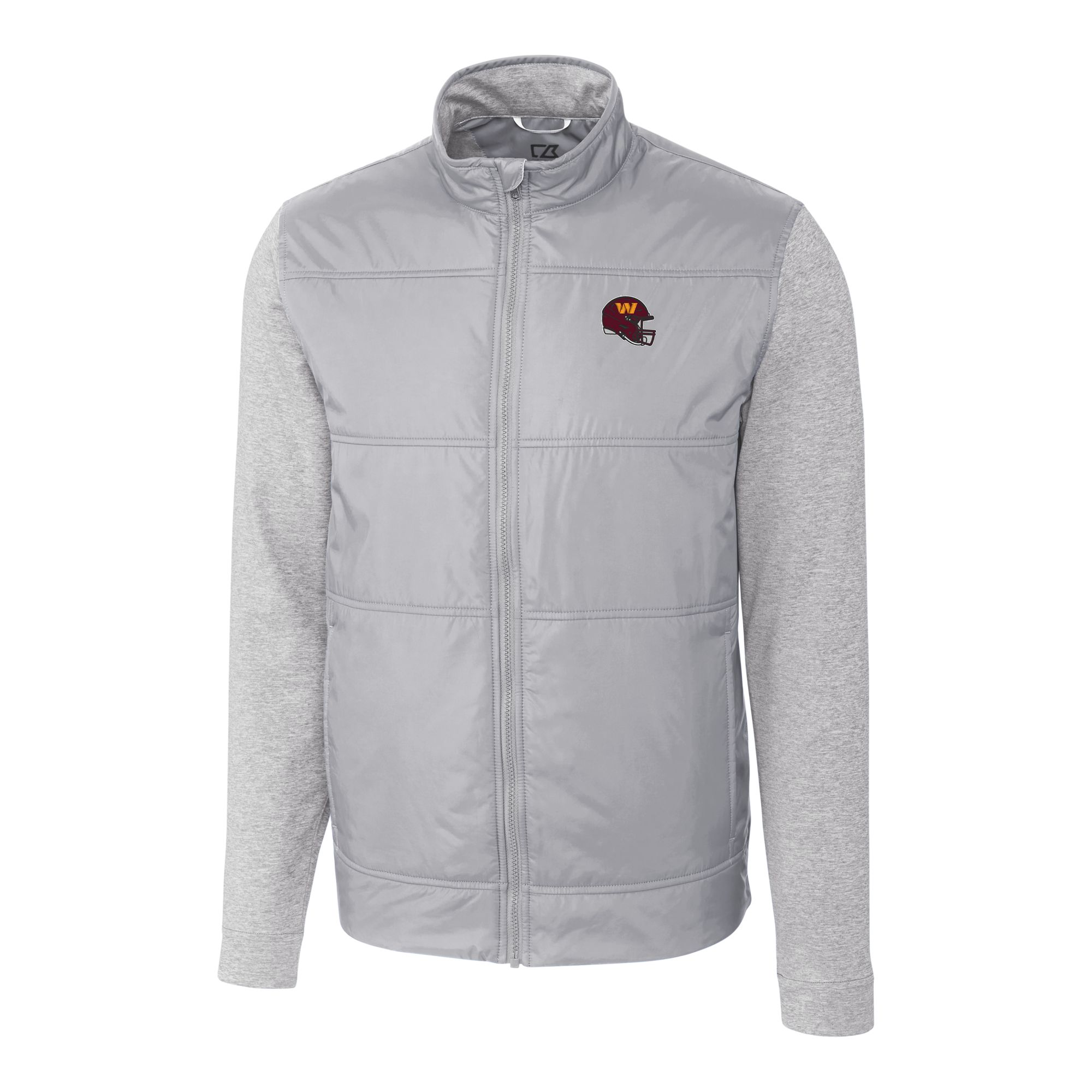 Men's Cutter & Buck Silver Washington Commanders Helmet Stealth Hybrid Quilted Full-Zip Windbreaker Jacket - Image 6