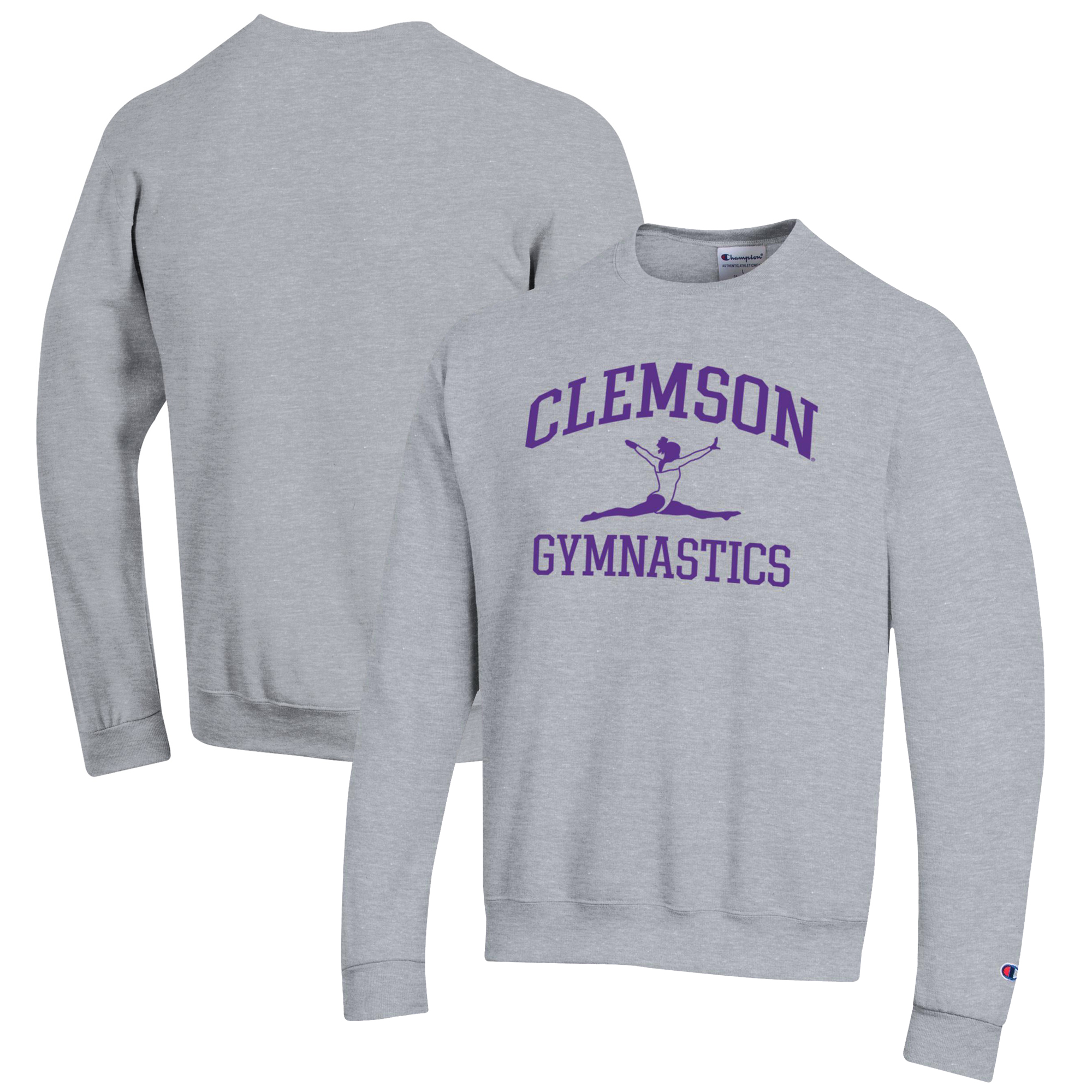 Men's Champion Gray Clemson Tigers Gymnastics Icon Powerblend Pullover Sweatshirt - Image 5