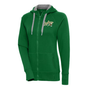 Women's Antigua  Hunter Green Greensboro Grasshoppers Victory Full-Zip Hoodie