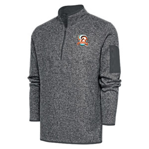 Men's Antigua  Heather Charcoal Bowie Baysox Fortune Quarter-Zip Pullover Jacket