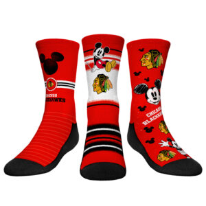 Youth Rock Em Socks Mickey Mouse Red Chicago Blackhawks Three-Pack Crew Socks Set