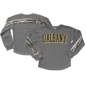 Girls Youth Gameday Couture  Gray UAlbany Great Danes Guess Who's Back Long Sleeve T-Shirt