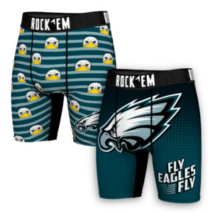 Men's Rock Em Socks  Green Philadelphia Eagles Two-Pack Mascot Slogan Boxer Briefs