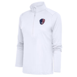 Women's Antigua  White Milwaukee Brewers Patriotic Tribute Half-Zip Pullover Top