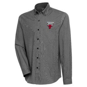 Men's Antigua  Black Chicago Bulls Compression Button-Down Shirt