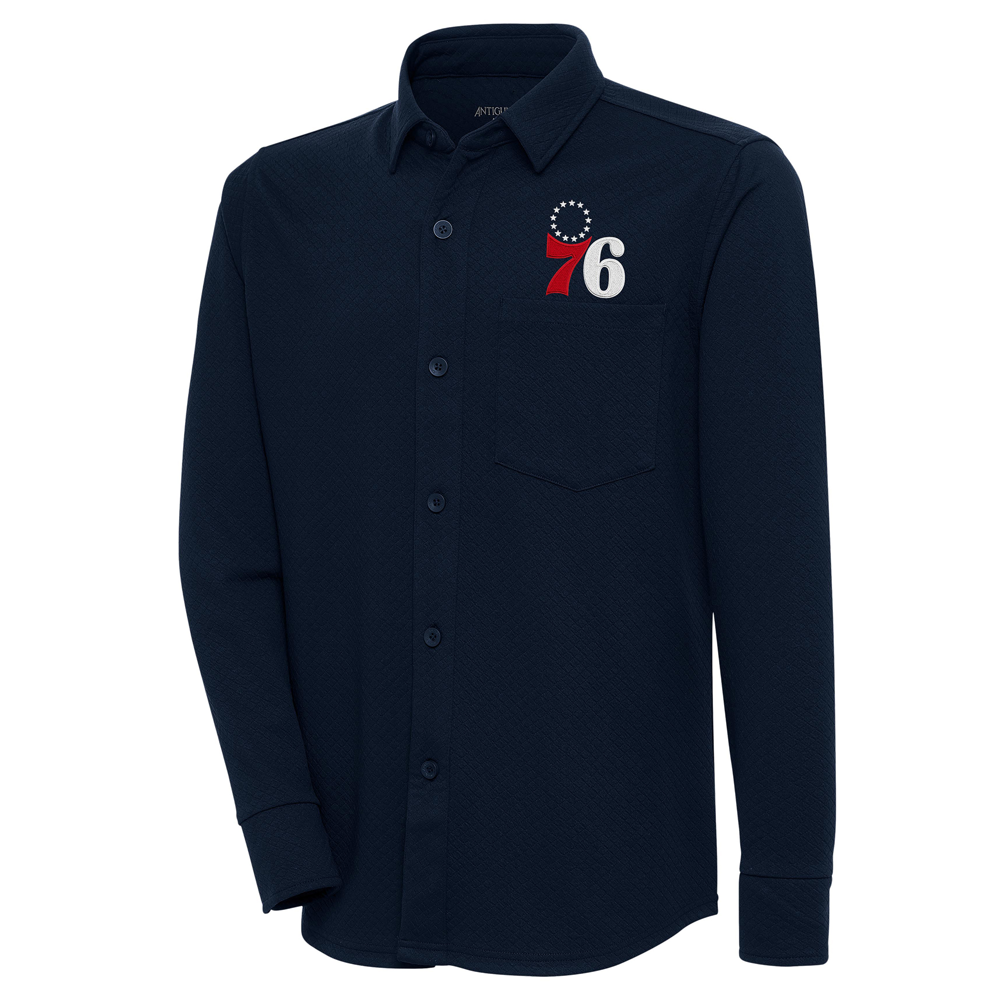 Men's Antigua Navy Philadelphia 76ers Steamer Button-Up Shacket