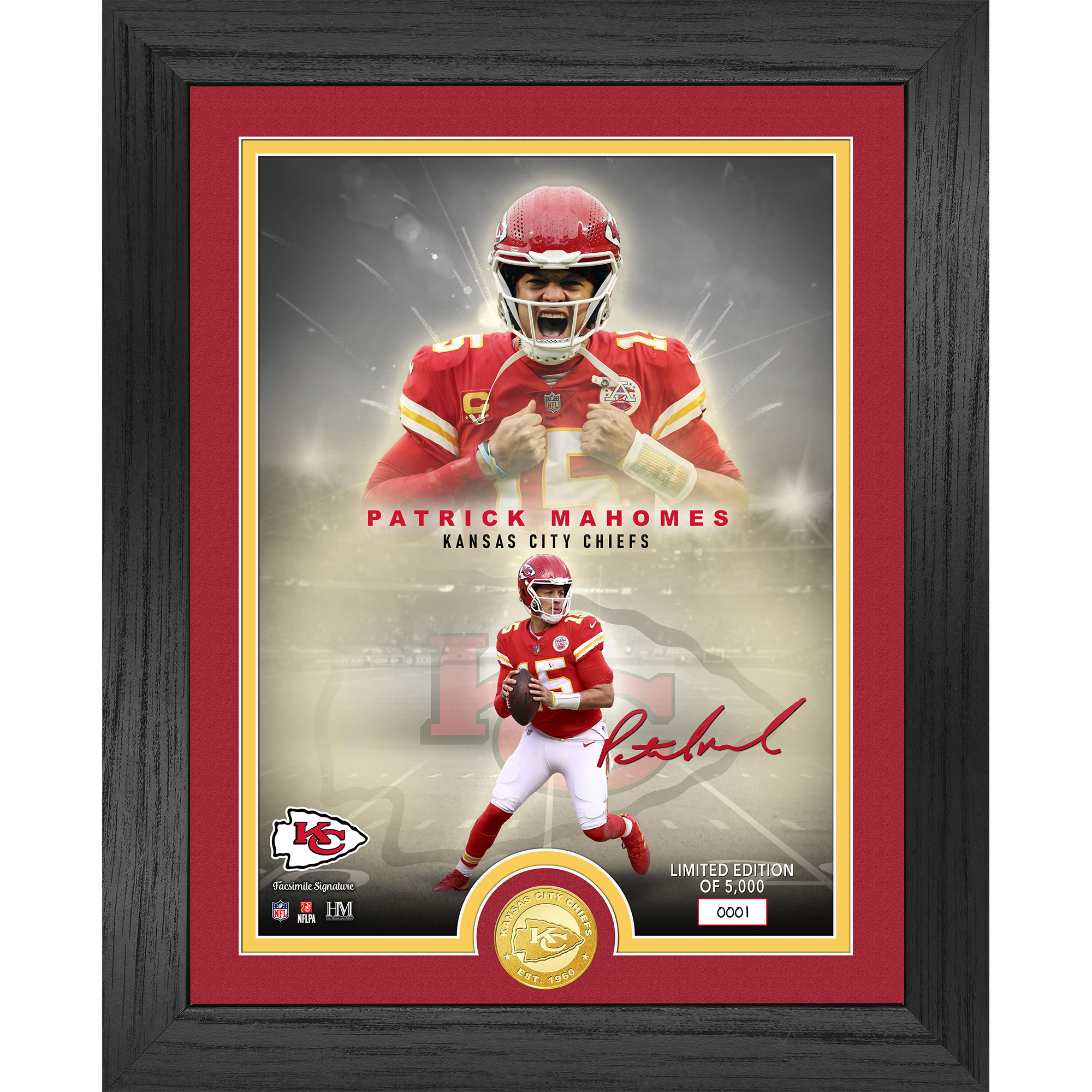 Highland Mint Patrick Mahomes Kansas City Chiefs 13" x 16" Bronze Coin Photo Mint
