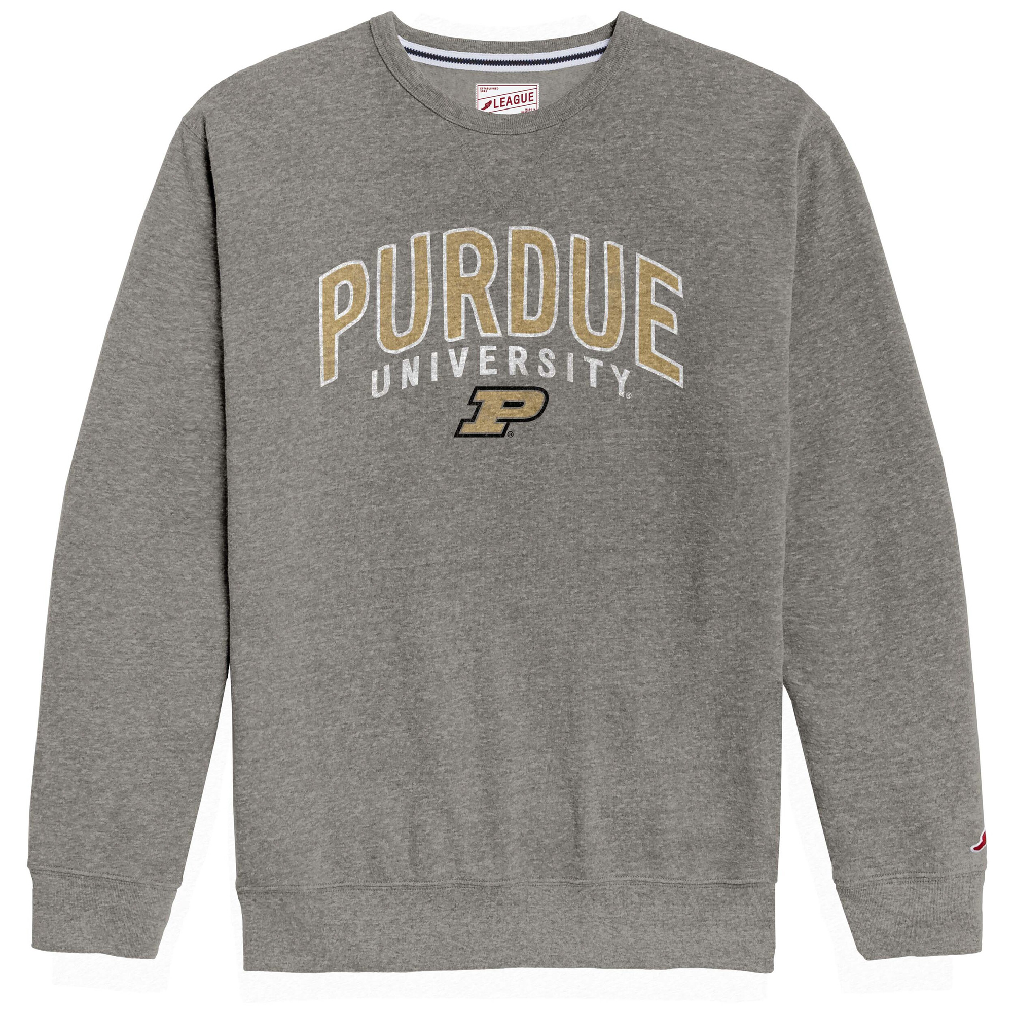 Men's League Collegiate Wear Heather Gray Purdue Boilermakers Heritage Tri-Blend Pullover Sweatshirt