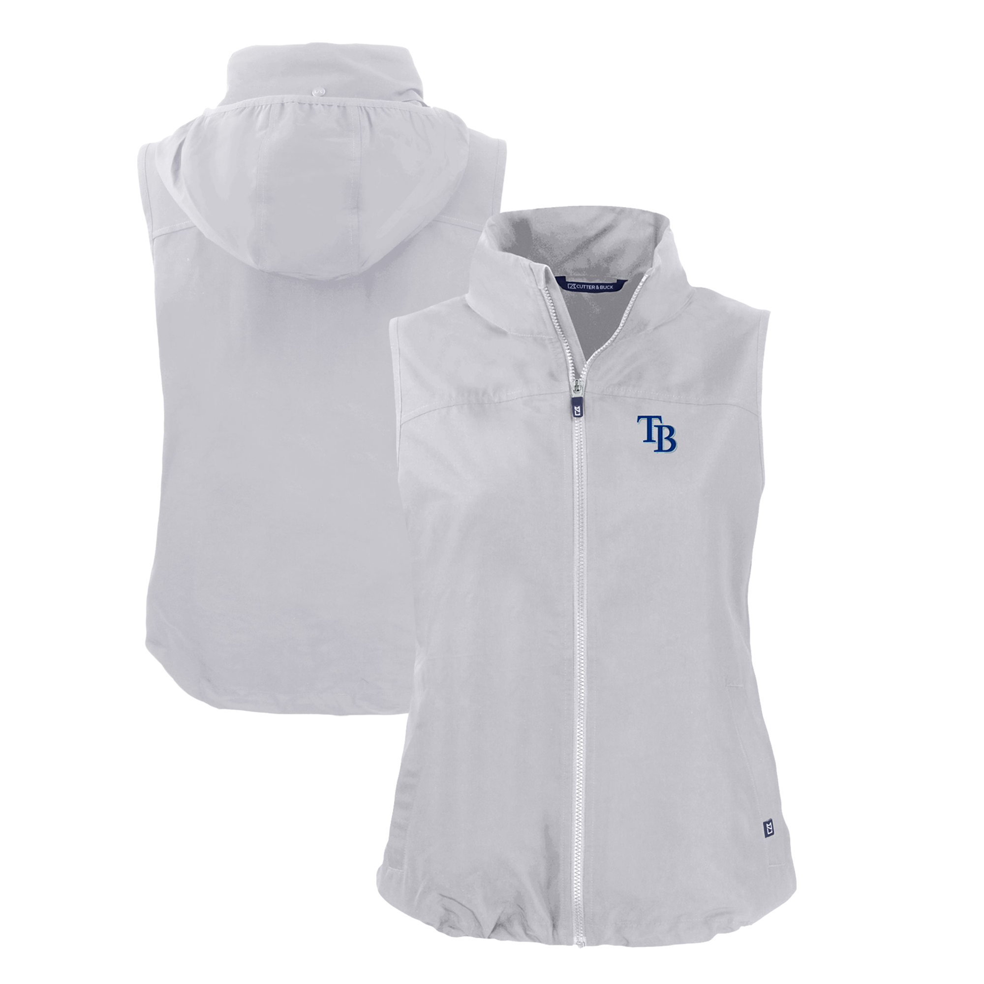 Women's Cutter & Buck Gray Tampa Bay Rays Charter Eco Recycled Full-Zip Vest - Image 5
