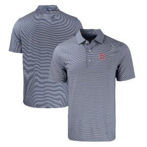 Men's Cutter & Buck Navy/White St. Louis Cardinals Forge Eco Double Stripe Stretch Recycled Polo