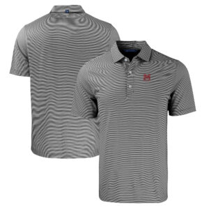 Men's Cutter & Buck  Black/White Morehouse Maroon Tigers Forge Eco Double Stripe Stretch Recycled Polo