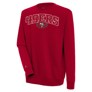 Men's Antigua  Scarlet San Francisco 49ers Victory Chenille Pullover Sweatshirt